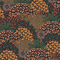 Galerie Wallcoverings Product Code: FS72040 - Fusion Wallpaper Collection Galerie Wallcoverings Product Code FS72040 - Fusion Wallpaper Collection - Orange Green Black Colours - Forest Bloom Motif Design