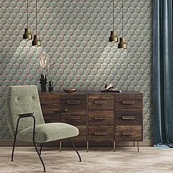 Galerie Wallcoverings Product Code: FS72042 - Fusion Wallpaper Collection Galerie Wallcoverings Product Code FS72042 - Fusion Wallpaper Collection - Beige Blue Green Colours - Geometric Motif Design
