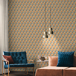 Galerie Wallcoverings Product Code: FS72045 - Fusion Wallpaper Collection Galerie Wallcoverings Product Code FS72045 - Fusion Wallpaper Collection - Blue Orange Colours - Geometric Motif Design