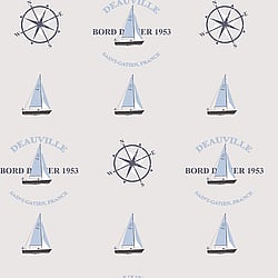 Galerie Wallcoverings Product Code: G23031 - Deauville 2 Wallpaper Collection Galerie Wallcoverings Product Code G23031 - Deauville 2 Wallpaper Collection - Navy Blue Sky Blue Beige Colours - Deauville Boat Motif Design