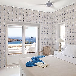 Galerie Wallcoverings Product Code: G23031 - Deauville 2 Wallpaper Collection Galerie Wallcoverings Product Code G23031 - Deauville 2 Wallpaper Collection - Navy Blue Sky Blue Beige Colours - Deauville Boat Motif Design