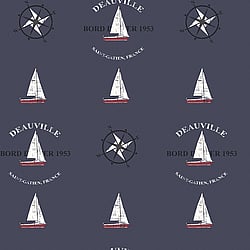 Galerie Wallcoverings Product Code: G23036 - Deauville 2 Wallpaper Collection Galerie Wallcoverings Product Code G23036 - Deauville 2 Wallpaper Collection - Navy Blue Red White Colours - Deauville Boat Motif Design