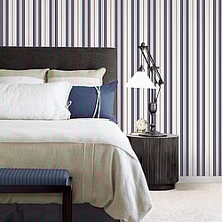 Galerie Wallcoverings Product Code: G23061 - Deauville 2 Wallpaper Collection Galerie Wallcoverings Product Code G23061 - Deauville 2 Wallpaper Collection - Navy Blue Red White Colours - Two Colour Stripe Design