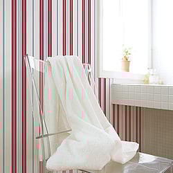 Galerie Wallcoverings Product Code: G23066 - Deauville 2 Wallpaper Collection Galerie Wallcoverings Product Code G23066 - Deauville 2 Wallpaper Collection - Red Navy Blue White Colours - Two Colour Stripe Design