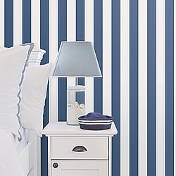 Galerie Wallcoverings Product Code: G23144 - Deauville 2 Wallpaper Collection Galerie Wallcoverings Product Code G23144 - Deauville 2 Wallpaper Collection - Marine Blue White Colours - Regency Stripe Design