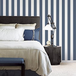Galerie Wallcoverings Product Code: G23144 - Deauville 2 Wallpaper Collection Galerie Wallcoverings Product Code G23144 - Deauville 2 Wallpaper Collection - Marine Blue White Colours - Regency Stripe Design