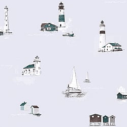 Galerie Wallcoverings Product Code: G23311 - Deauville 2 Wallpaper Collection Galerie Wallcoverings Product Code G23311 - Deauville 2 Wallpaper Collection - Green Grey White Colours - Beach Huts Design