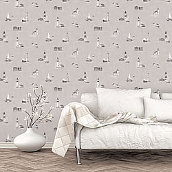 Galerie Wallcoverings Product Code: G23314 - Deauville 2 Wallpaper Collection Galerie Wallcoverings Product Code G23314 - Deauville 2 Wallpaper Collection - Taupe Beige White Colours - Beach Huts Design