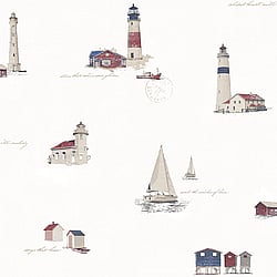 Galerie Wallcoverings Product Code: G23315 - Deauville 2 Wallpaper Collection Galerie Wallcoverings Product Code G23315 - Deauville 2 Wallpaper Collection - Navy Blue Red White Colours - Beach Huts Design