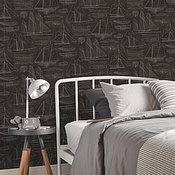 Galerie Wallcoverings Product Code: G23323 - Deauville 2 Wallpaper Collection Galerie Wallcoverings Product Code G23323 - Deauville 2 Wallpaper Collection - Black White Colours - Nautical Blueprint Design
