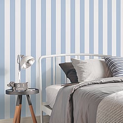 Galerie Wallcoverings Product Code: G23341 - Deauville 2 Wallpaper Collection Galerie Wallcoverings Product Code G23341 - Deauville 2 Wallpaper Collection - Sky Blue White Colours - Regency Stripe Design
