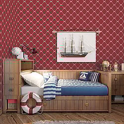Galerie Wallcoverings Product Code: G23347 - Deauville 2 Wallpaper Collection Galerie Wallcoverings Product Code G23347 - Deauville 2 Wallpaper Collection - Red White Colours - Nautical Rope Design