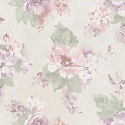 Galerie Wallcoverings Product Code: G34101 - Country Cottage Wallpaper Collection Galerie Wallcoverings Product Code G34101 - Country Cottage Wallpaper Collection - Purple Green Cream Colours - Vintage Bloom Design