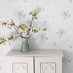Galerie Wallcoverings Product Code: G45082 - Vintage Roses Wallpaper Collection Galerie Wallcoverings Product Code G45082 - Vintage Roses Wallpaper Collection - Burgundy Pink Cream Colours - Postcard Florals Design