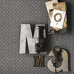 Galerie Wallcoverings Product Code: G45174 - Nostalgie Wallpaper Collection Galerie Wallcoverings Product Code G45174 - Nostalgie Wallpaper Collection - Silver Grey Colours - Diamond Plate Design