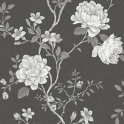 Galerie Wallcoverings Product Code: G45302 - Vintage Roses Wallpaper Collection Galerie Wallcoverings Product Code G45302 - Vintage Roses Wallpaper Collection - Black Silver Grey White Colours - Magnolia Design