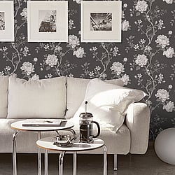 Galerie Wallcoverings Product Code: G45302 - Vintage Roses Wallpaper Collection Galerie Wallcoverings Product Code G45302 - Vintage Roses Wallpaper Collection - Black Silver Grey White Colours - Magnolia Design