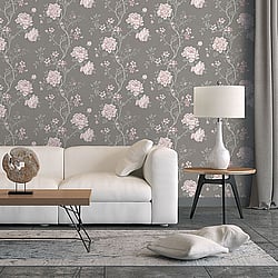 Galerie Wallcoverings Product Code: G45305 - Vintage Roses Wallpaper Collection Galerie Wallcoverings Product Code G45305 - Vintage Roses Wallpaper Collection - Grey Pink Colours - Magnolia Design