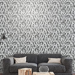 Galerie Wallcoverings Product Code: G45334 - Grunge Wallpaper Collection Galerie Wallcoverings Product Code G45334 - Grunge Wallpaper Collection - Grey Silver Black Colours - Triangular Design