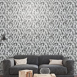 Galerie Wallcoverings Product Code: G45334 - Grunge Wallpaper Collection Galerie Wallcoverings Product Code G45334 - Grunge Wallpaper Collection - Grey Silver Black Colours - Triangular Design