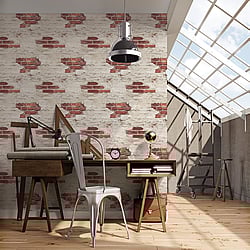 Galerie Wallcoverings Product Code: G45354 - Grunge Wallpaper Collection Galerie Wallcoverings Product Code G45354 - Grunge Wallpaper Collection - White Red Colours - Exposed Brick Design