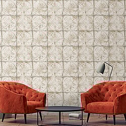 Galerie Wallcoverings Product Code: G45374 - Grunge Wallpaper Collection Galerie Wallcoverings Product Code G45374 - Grunge Wallpaper Collection - Beige Colours - Ornate Tile Design