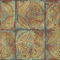 Galerie Wallcoverings Product Code: G45376 - Grunge Wallpaper Collection Galerie Wallcoverings Product Code G45376 - Grunge Wallpaper Collection - Gold Blue Colours - Ornate Tile Design