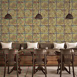 Galerie Wallcoverings Product Code: G45376 - Grunge Wallpaper Collection Galerie Wallcoverings Product Code G45376 - Grunge Wallpaper Collection - Gold Blue Colours - Ornate Tile Design
