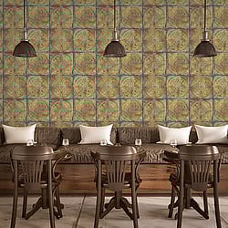 Galerie Wallcoverings Product Code: G45376 - Grunge Wallpaper Collection Galerie Wallcoverings Product Code G45376 - Grunge Wallpaper Collection - Gold Blue Colours - Ornate Tile Design