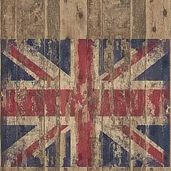 Galerie Wallcoverings Product Code: G45384 - Grunge Wallpaper Collection Galerie Wallcoverings Product Code G45384 - Grunge Wallpaper Collection - Brown Red Blue Colours - Union Jack Wood Panel Design