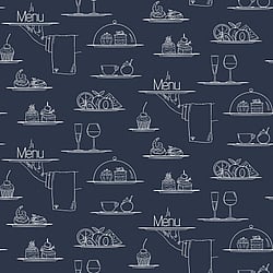 Galerie Wallcoverings Product Code: G45407 - Just Kitchens Wallpaper Collection Galerie Wallcoverings Product Code G45407 - Just Kitchens Wallpaper Collection - Navy Colours - Chalkboard Menu Design