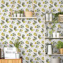 Galerie Wallcoverings Product Code: G45409 - Just Kitchens Wallpaper Collection Galerie Wallcoverings Product Code G45409 - Just Kitchens Wallpaper Collection - Yellow Green White Colours - Citron Botanical Design