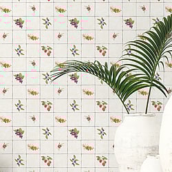 Galerie Wallcoverings Product Code: G45418 - Just Kitchens Wallpaper Collection Galerie Wallcoverings Product Code G45418 - Just Kitchens Wallpaper Collection - Cream Red Purple Orange Colours - Fruit Tile Design