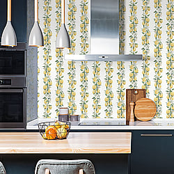 Galerie Wallcoverings Product Code: G45441 - Just Kitchens Wallpaper Collection Galerie Wallcoverings Product Code G45441 - Just Kitchens Wallpaper Collection - Yellow White Green Colours - Lemon Stripe Design