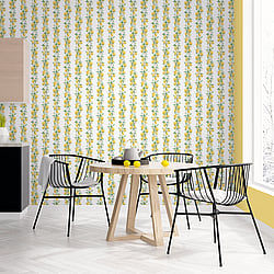Galerie Wallcoverings Product Code: G45441 - Just Kitchens Wallpaper Collection Galerie Wallcoverings Product Code G45441 - Just Kitchens Wallpaper Collection - Yellow White Green Colours - Lemon Stripe Design