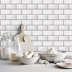 Galerie Wallcoverings Product Code: G45445 - Just Kitchens Wallpaper Collection Galerie Wallcoverings Product Code G45445 - Just Kitchens Wallpaper Collection - Black White Colours - Metro Tile Design
