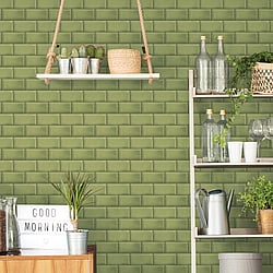 Galerie Wallcoverings Product Code: G45446 - Just Kitchens Wallpaper Collection Galerie Wallcoverings Product Code G45446 - Just Kitchens Wallpaper Collection - Green Colours - Metro Tile Design