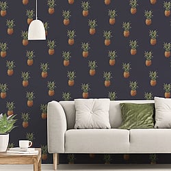Galerie Wallcoverings Product Code: G45451 - Just Kitchens Wallpaper Collection Galerie Wallcoverings Product Code G45451 - Just Kitchens Wallpaper Collection - Navy Colours - Pineapples Design
