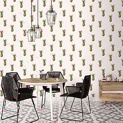 Galerie Wallcoverings Product Code: G45453 - Just Kitchens Wallpaper Collection Galerie Wallcoverings Product Code G45453 - Just Kitchens Wallpaper Collection - White Green Brown Colours - Pineapples Design
