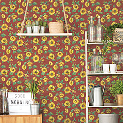 Galerie Wallcoverings Product Code: G45459 - Just Kitchens Wallpaper Collection Galerie Wallcoverings Product Code G45459 - Just Kitchens Wallpaper Collection - Red Yellow Colours - Sunflower Trail Design