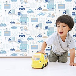 Galerie Wallcoverings Product Code: G56009 - Just 4 Kids 2 Wallpaper Collection Galerie Wallcoverings Product Code G56009 - Just 4 Kids 2 Wallpaper Collection - Blue White Colours - Traffic Design