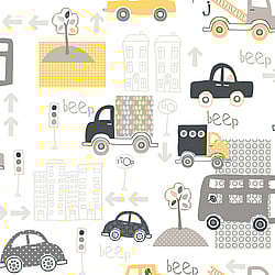 Galerie Wallcoverings Product Code: G56011 - Just 4 Kids 2 Wallpaper Collection Galerie Wallcoverings Product Code G56011 - Just 4 Kids 2 Wallpaper Collection - Yellow Grey Black White Colours - Traffic Design