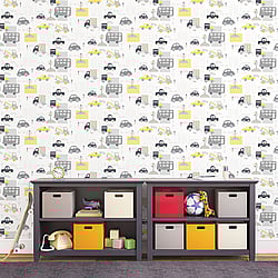Galerie Wallcoverings Product Code: G56011 - Just 4 Kids 2 Wallpaper Collection Galerie Wallcoverings Product Code G56011 - Just 4 Kids 2 Wallpaper Collection - Yellow Grey Black White Colours - Traffic Design