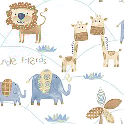 Galerie Wallcoverings Product Code: G56022 - Just 4 Kids 2 Wallpaper Collection Galerie Wallcoverings Product Code G56022 - Just 4 Kids 2 Wallpaper Collection - Blue Beige Colours - Jungle Friends Design