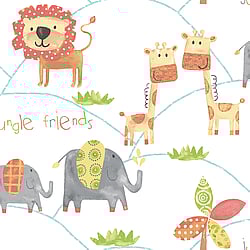 Galerie Wallcoverings Product Code: G56023 - Just 4 Kids 2 Wallpaper Collection Galerie Wallcoverings Product Code G56023 - Just 4 Kids 2 Wallpaper Collection - Orange Grey Green Colours - Jungle Friends Design
