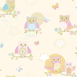 Galerie Wallcoverings Product Code: G56035 - Just 4 Kids 2 Wallpaper Collection Galerie Wallcoverings Product Code G56035 - Just 4 Kids 2 Wallpaper Collection - Yellow Pink Blue Orange Colours - Colourful Owls Design