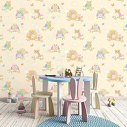 Galerie Wallcoverings Product Code: G56035 - Just 4 Kids 2 Wallpaper Collection Galerie Wallcoverings Product Code G56035 - Just 4 Kids 2 Wallpaper Collection - Yellow Pink Blue Orange Colours - Colourful Owls Design