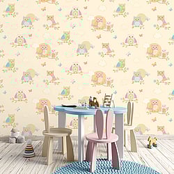 Galerie Wallcoverings Product Code: G56035 - Just 4 Kids 2 Wallpaper Collection Galerie Wallcoverings Product Code G56035 - Just 4 Kids 2 Wallpaper Collection - Yellow Pink Blue Orange Colours - Colourful Owls Design