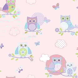 Galerie Wallcoverings Product Code: G56036 - Just 4 Kids 2 Wallpaper Collection Galerie Wallcoverings Product Code G56036 - Just 4 Kids 2 Wallpaper Collection - Pink Blue Purple Green Colours - Colourful Owls Design