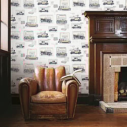 Galerie Wallcoverings Product Code: G56136 - Nostalgie Wallpaper Collection Galerie Wallcoverings Product Code G56136 - Nostalgie Wallpaper Collection - Silver Grey Colours - Cars Design